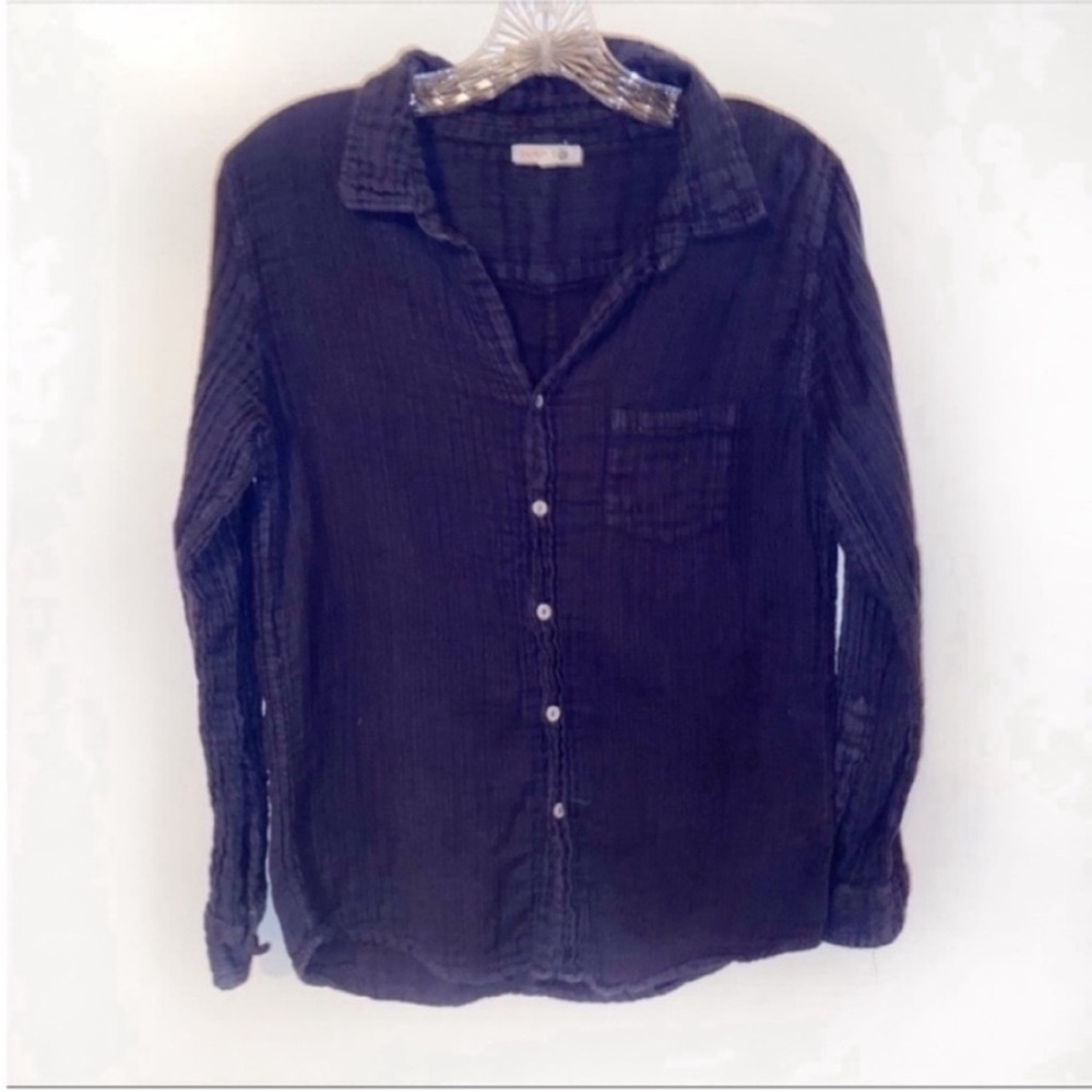 Sundry shirt blue navy textured button down long sleeves